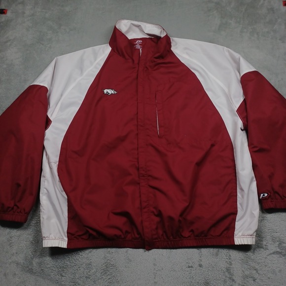 Pro Player Other - Arkansas Razorbacks Jacket Mens XXL Red Windbreaker Full Zip Pockets Casual
